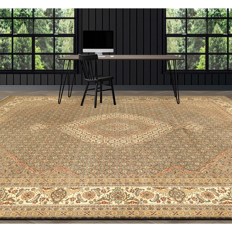 Tapis vert clair de haute qualité noué à la main
