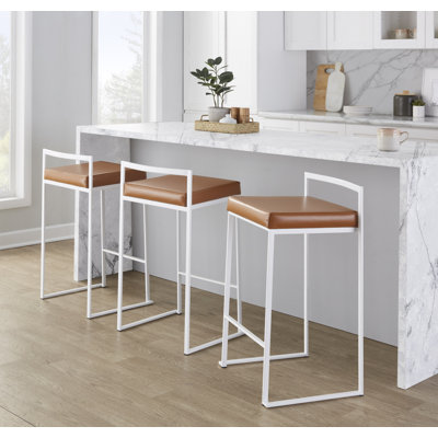 Brieon Stackable Faux Leather Stool 