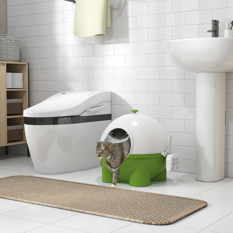 Plastic Litter Box Enclosure with Scoop, Green