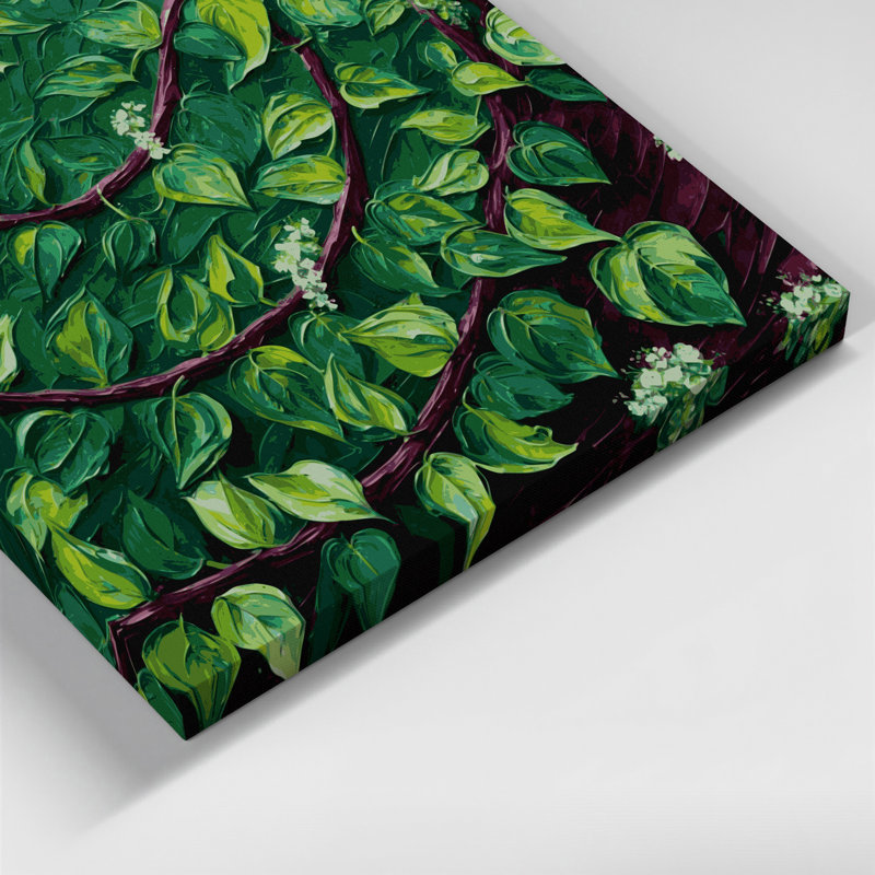 Vegetables Malabar Spinach Gray Canvas Wall Art, 20" H x 24" W