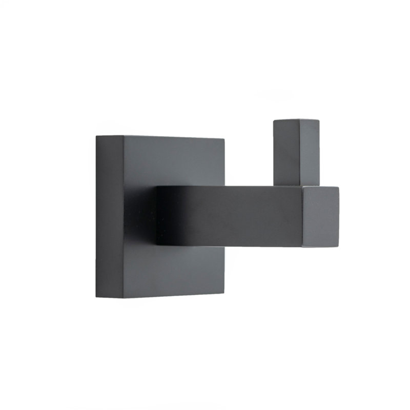 Capri Wall Mounted Brass Robe Hook, Matte Black