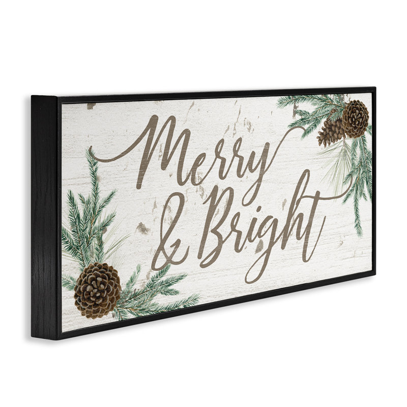 Art giclée «Merry & Bright Festive Winter» par Grace Popp, Giclée encadrée noir minuit, H 10 po x l 24 po