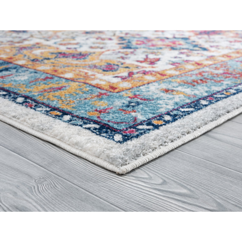 Tapis oriental bleu / brun Yannick, Rectangle 12 pi 6 po x 15 pi