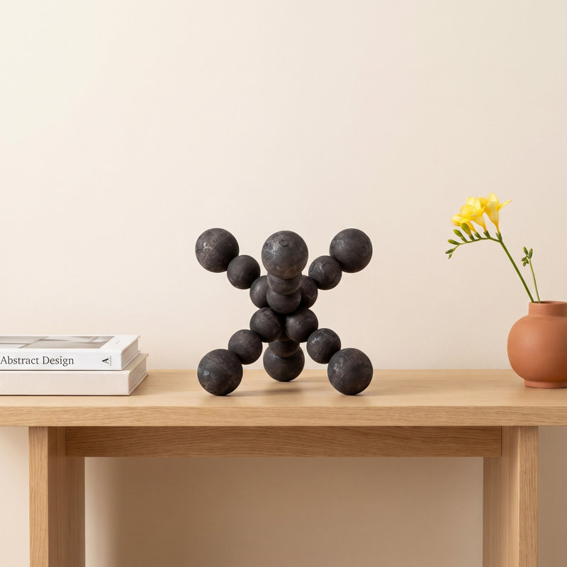 Page Abstract Figurines & Sculptures, 7" H x 7" W x 7" D, Black