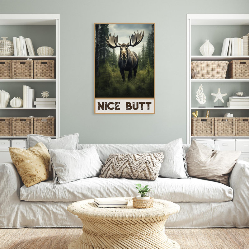 Moose Nice Butt On Canvas Print, H 14 po x l 11 po x P 1,25 po