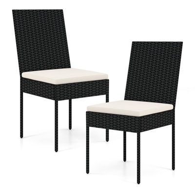 Ebern Designs Pe Wicker Patio Chairs Set Of 2 Outdoor Dining Chairs With Cushions by Ebern Designs