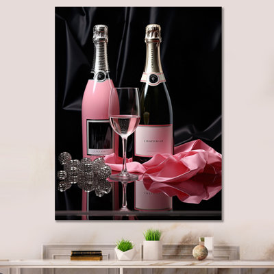 «Salsburg Pink Fashion Bag And Champagne III», reproduction d'art sur toile