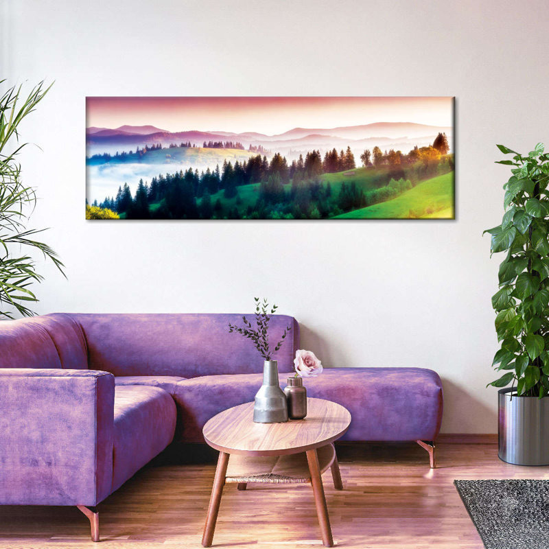 Paysage des Carpates sur toile, H 15 po x l 45 po x P 1,25 po
