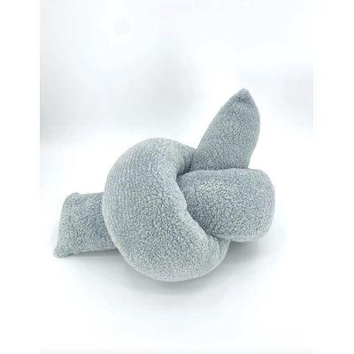 Pale Blue Curly Sheepskin Knot Pillow