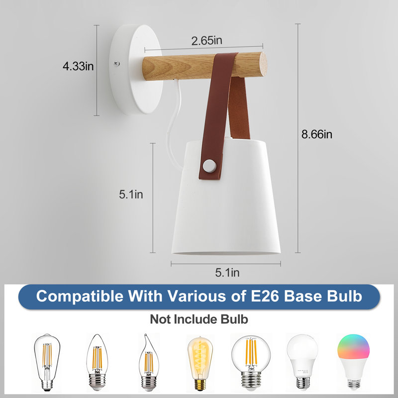 Applique murale, lampe de chevet industrielle blanche pour chambre à coucher