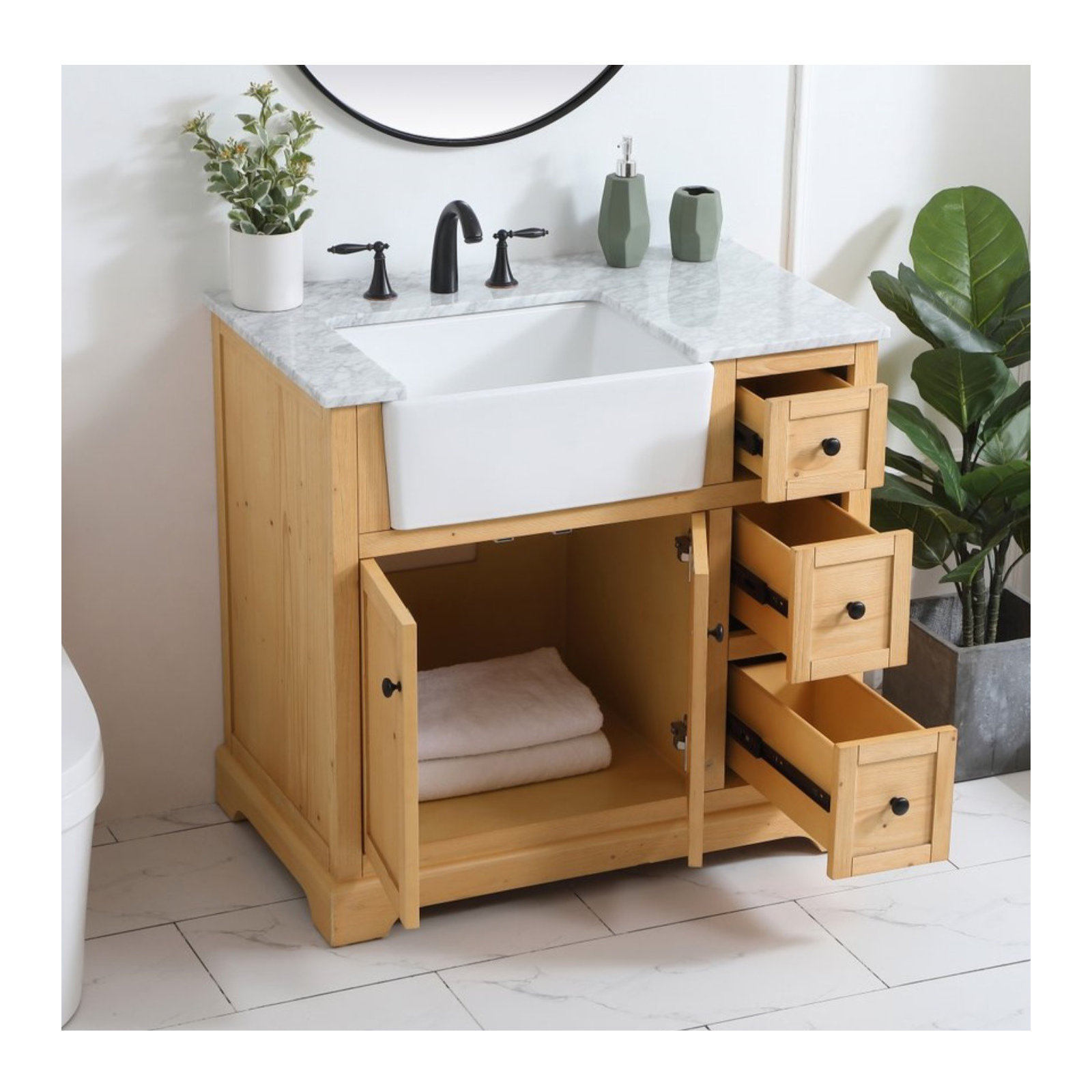 Pardue 36'' Single Bathroom Vanity, Natural Wood