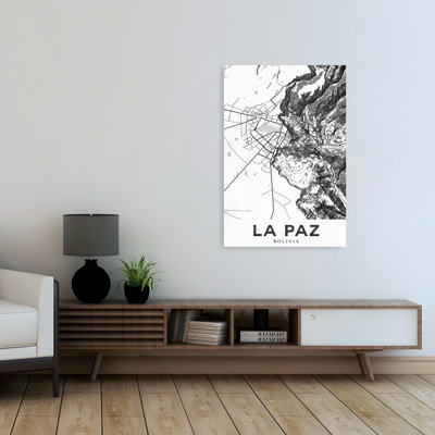 La Paz Bolivia Map Retro Vintage Wall Art Print