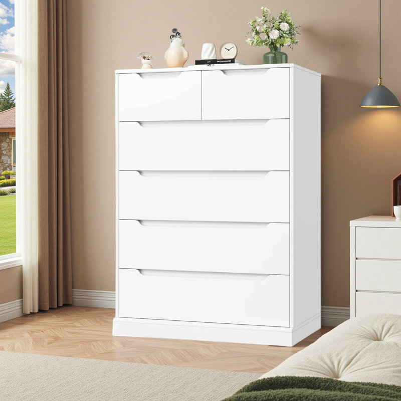 6 Drawers 27.6" W Dresser, White