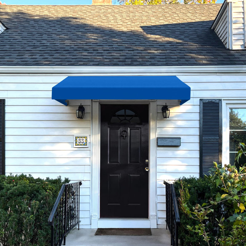 Store fixe Awntech New Yorker, 164 cm x 41 cm x 76 cm, bleu vif, H 16 po x l 64,5 po x P 30 po, Bleu vif