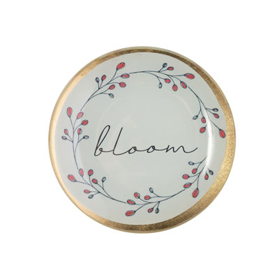 Gift Company Love Plates Bloom S glass plate, round, decorative plate, glass, white, 10cm