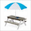 Table de pique-nique d'extérieur en bois convertible 3-en-1 pour enfants avec parasol réglable, sable et jeu d'eau, gris ASTM