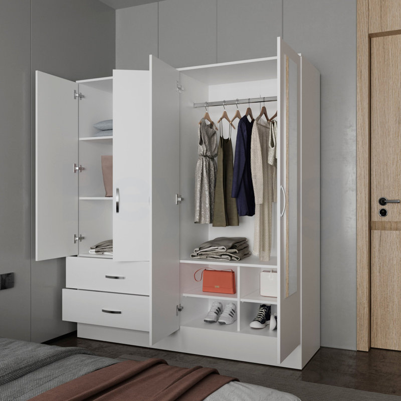Rangement pour garde-robe blanc avec 2 miroirs