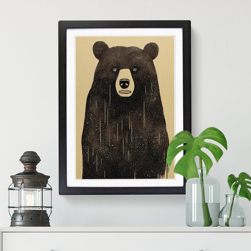 Bear Chalk - Single Picture Frame Print, 64cm H x 46cm W, Oak