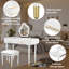 Ensemble de coiffeuse blanc moderne avec miroir 2 lumières et commode avec tabouret de maquillage