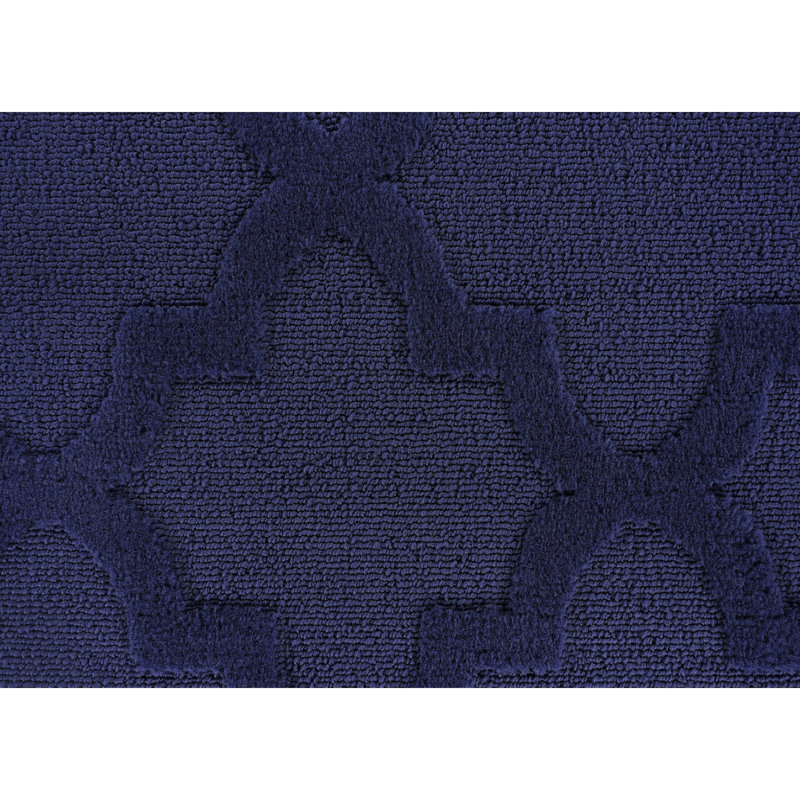 Tapis bleu marine à motif de treillis, Rectangle 12 pi x 15 pi