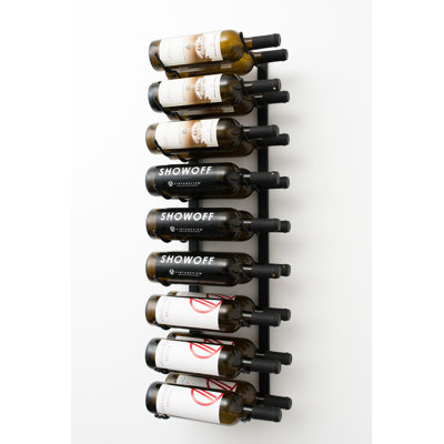 Indurial 18-Bottle Wall-Mounted Metal Wine Rack in Matte Black – 36" Tall