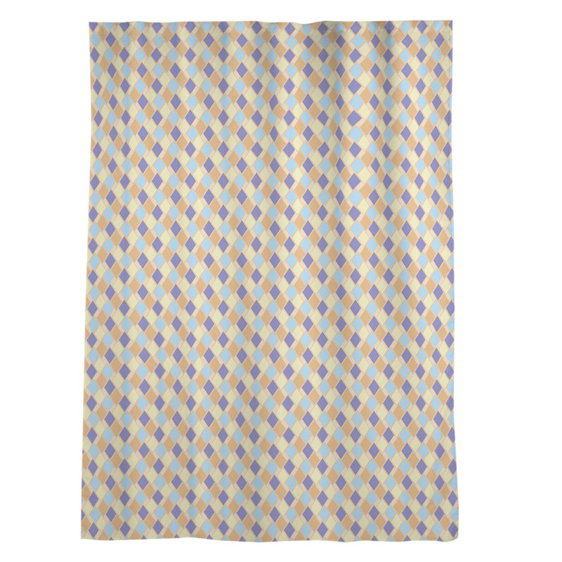 Panneau de rideau simple transparent avec passe-tringle retro diamants Avicia, Orange / bleu