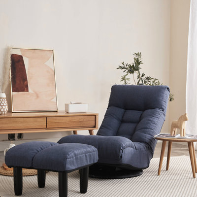 Chaise de plancher inclinable avec structure en métal, rotation à 360 degrés - pour relaxer 3 fonctions de réglage bleu marine, poids de 29,3 lb à la maison