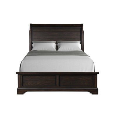 Stylish Queen Sleigh Bed With Traditional Design And Mahogany Finish, Perfect For Elegant Bedrooms