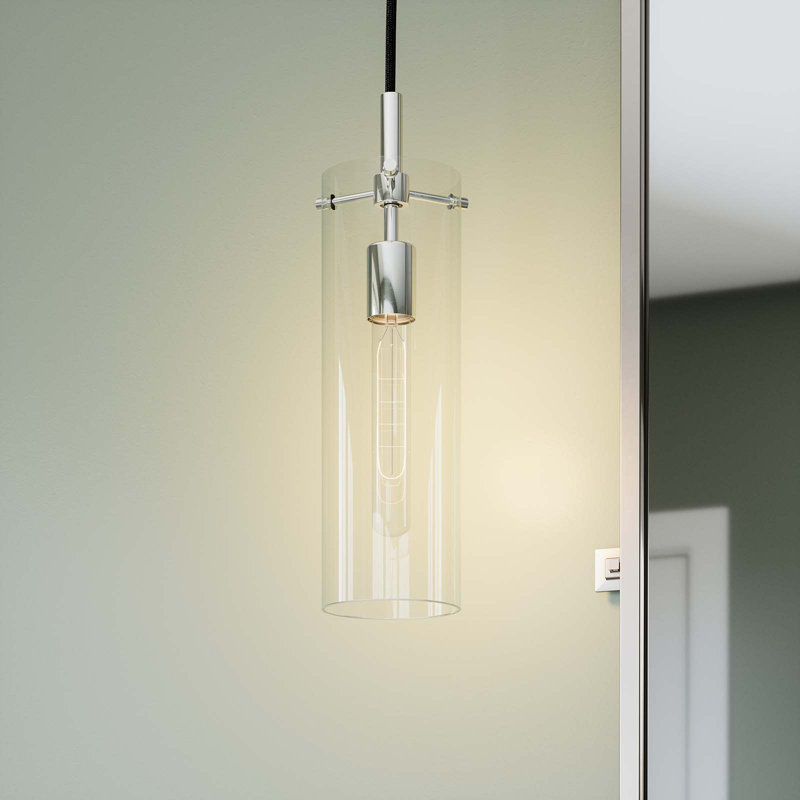 Luminaire suspendu Skylark en noir transparent, Nickel poli