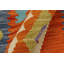 Tapis beige / bleu / orange en laine noué à la main 2 pi 2 po x 2 pi 11 po Madelin
