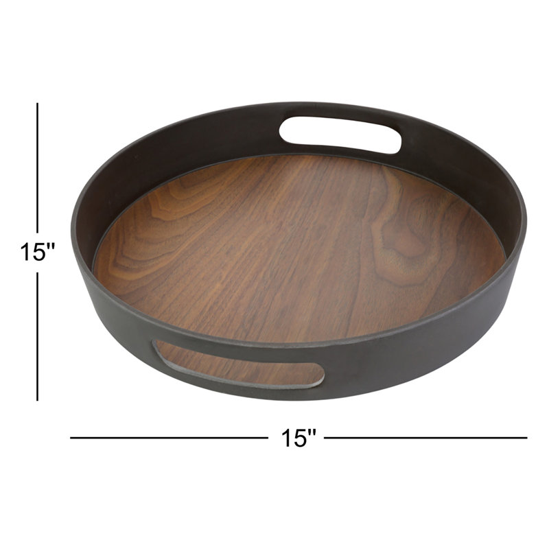 Plateau rond en noyer café 38 cm