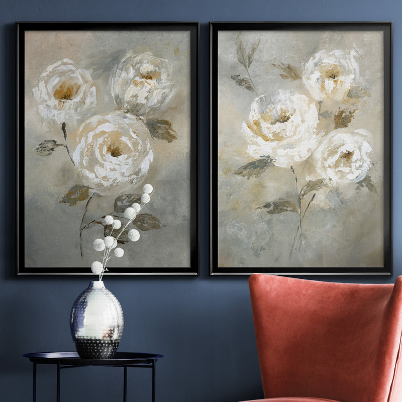 «Soft and Bold I», ensemble de 2 reproductions d'art, Pas de tapis, H 30,5 po x l 42,5 po x P 3 po, Toile avec cadre noir