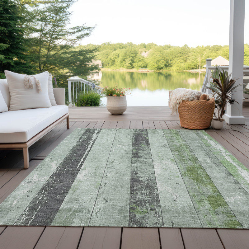 Tapis intérieur / extérieur Xhevrie lavable à la machine, Rectangle 10 pi x 14 pi