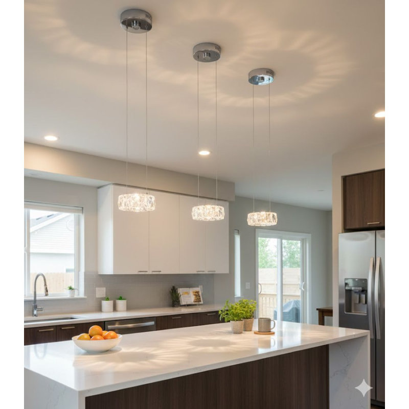 Modern LED Round Crystal Pendant