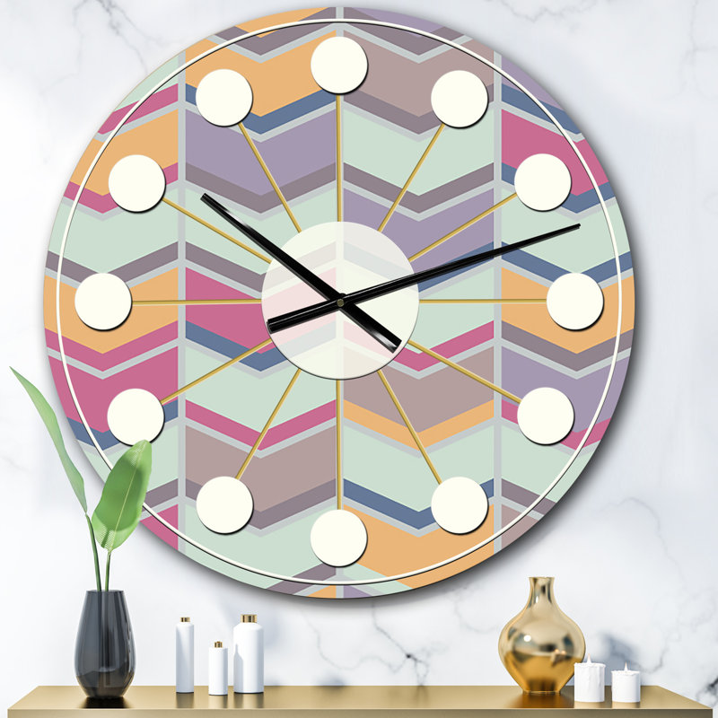 Horloge murale abstraite à motif géométrique rétro X, Surdimensionné