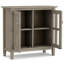 Armoire de rangement transitionnelle en bois massif l 32 po Warm Shaker avec portes en verre trempé et tablettes réglables-1726950495