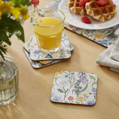 Cottage Garden Square 4 Piece Coaster Set