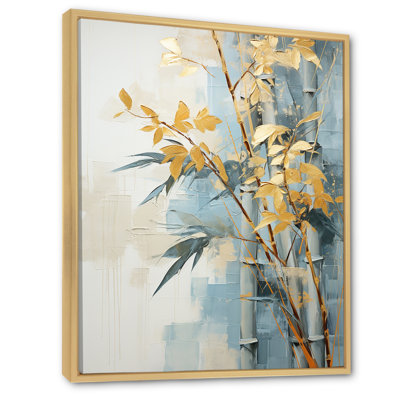 Impression sur toile botanique bambou, impression nature bleu doré - Bambou doré et bleu IV