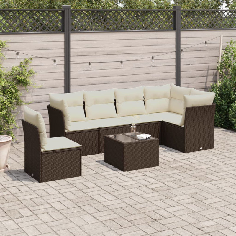 Ensemble de canapé de patio 7 pièces avec coussins, Beige