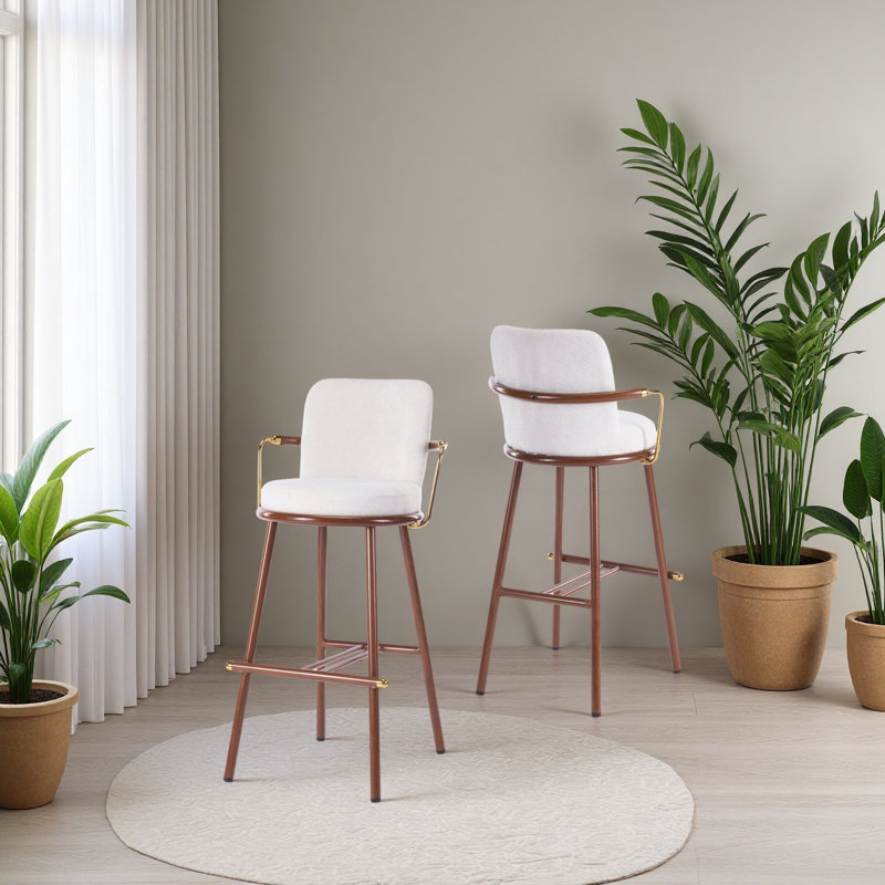 Tabouret de bar d'intérieur rembourré avec structure en métal, ensemble de 2