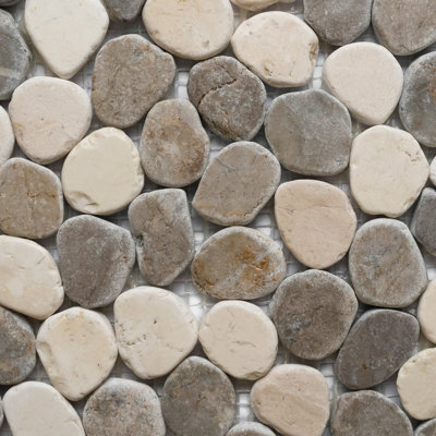 Carreau de mosaïque en marbre ovale gris et blanc CNK Tile
