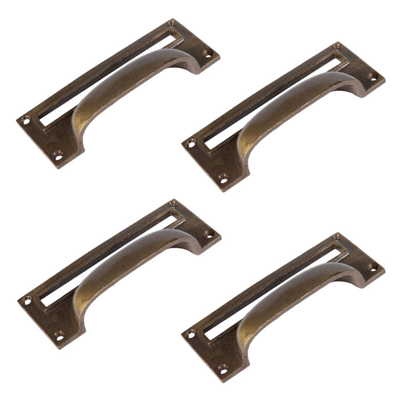 Hammer & Tongs - Filing Cabinet Cup Handle with Card Frame - W130mm x H50mm - Brass