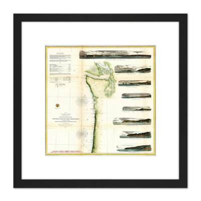 Map Antique 1855 USCS USA North West Pacific Coast 1 Piece Single Picture Frame Painting
