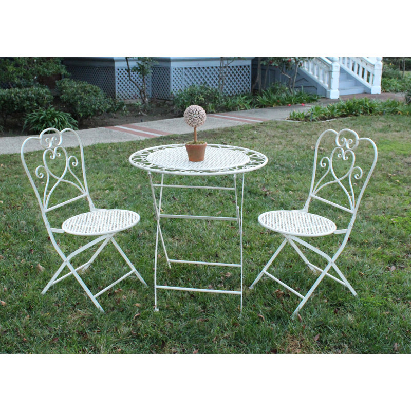 Uptown 2 - Person Patio Dining Set with Round Table, Vintage White