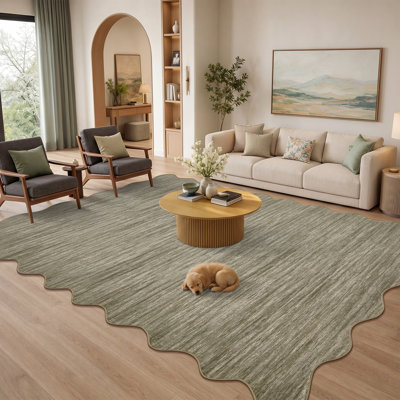 Tapis festonné lavable à bordure festonnée Tapis antidérapant uni antidérapant Tapis antidérapant