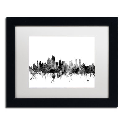 " San Diego CA Skyline B&W " by Michael Tompsett