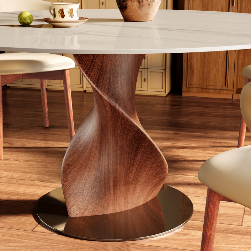 Table de salle à manger Mid-Century, Glossy Snowy, H 29,53 po x L 47,24 po x l 47,24 po