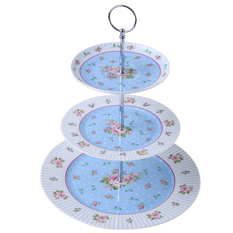 Alfreda Bone China Tiered Stand, Blue