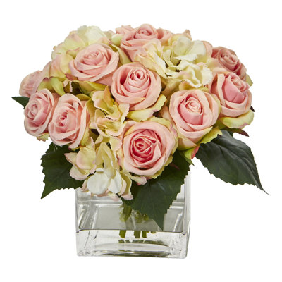 Arrangement floral artificiel hortensia à vase