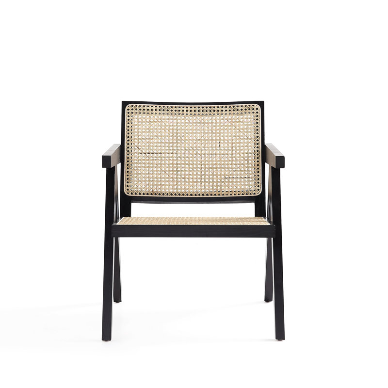 Chaise d'appoint Shakespeare en canne noire et naturelle - ensemble de 2, Noir